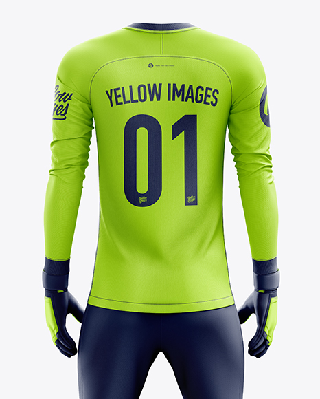 Men’s Full Soccer Goalkeeper Kit with Pants mockup (Back View) in
