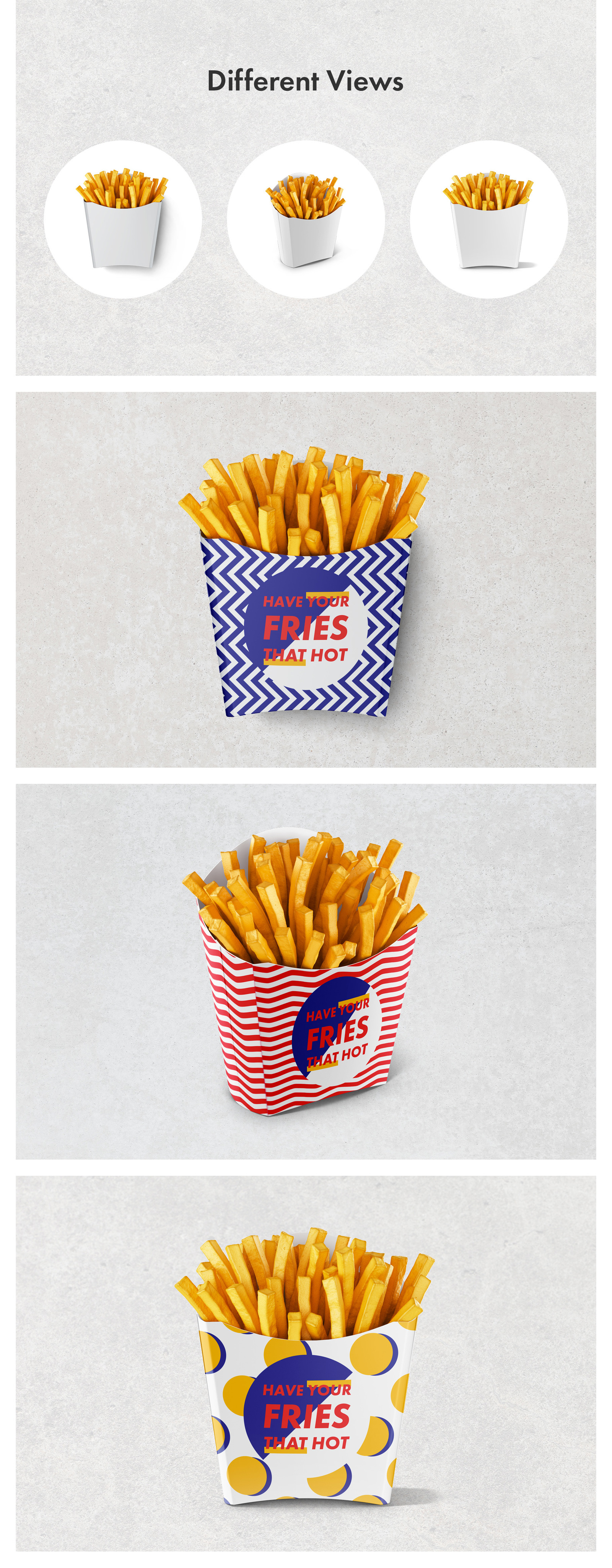 Download French Fries Packaging Mockup Set in Packaging Mockups on Yellow Images Creative Store