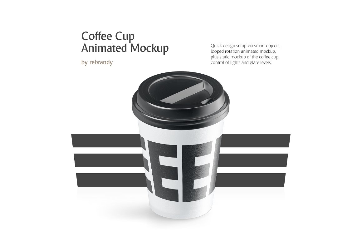Coffee Cup Animated Mockup in Packaging Mockups on Yellow Images Creative Store