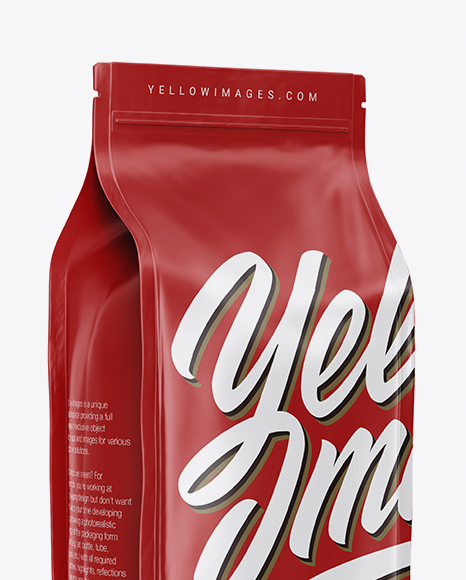 Download Glossy Coffee Bag Mockup - Half Side View in Bag & Sack ... Yellowimages Mockups