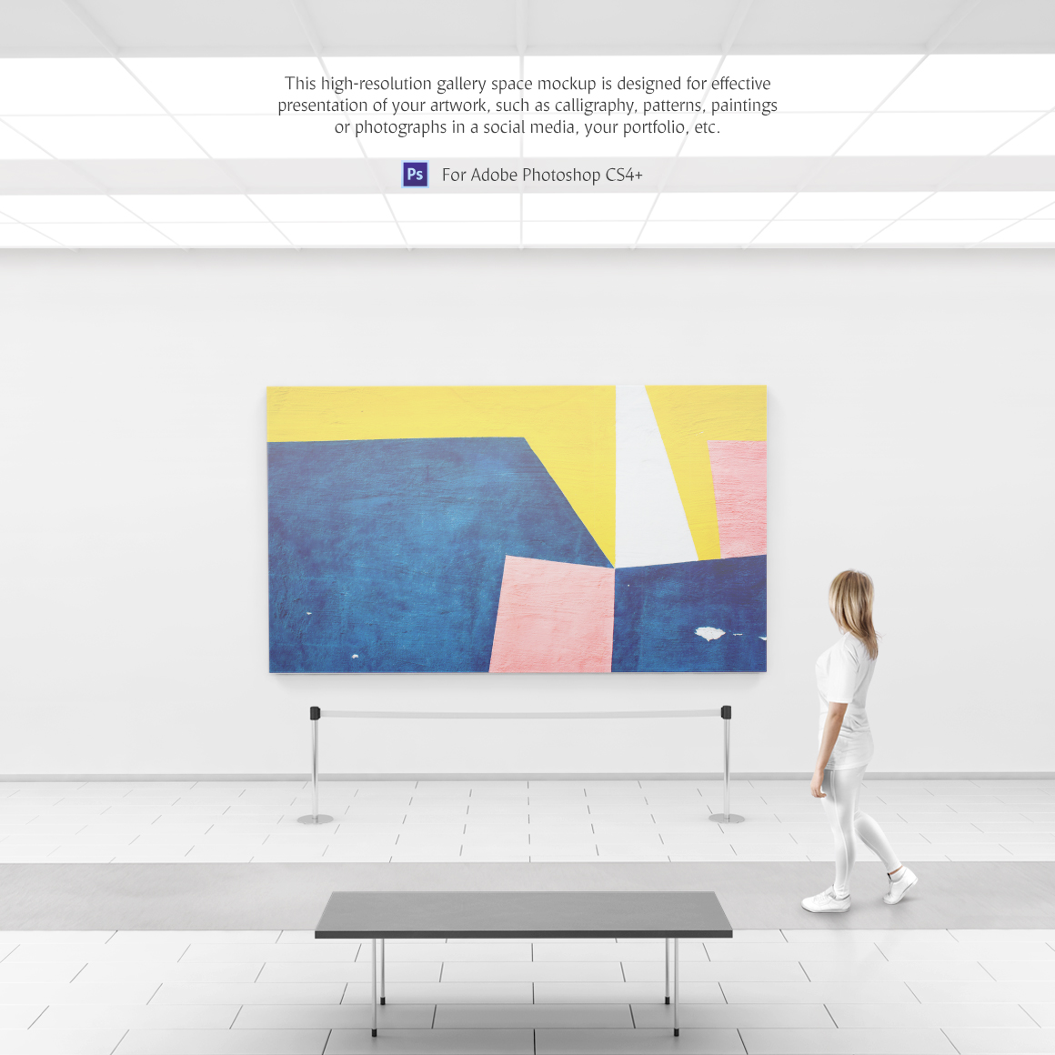 Art Gallery Mockup in Indoor Advertising Mockups on Yellow Images Creative Store