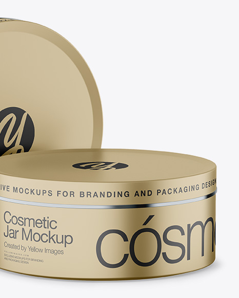 Download Two Matte Metallic Cosmetic Jars Mockup - Half Side View ... Yellowimages Mockups