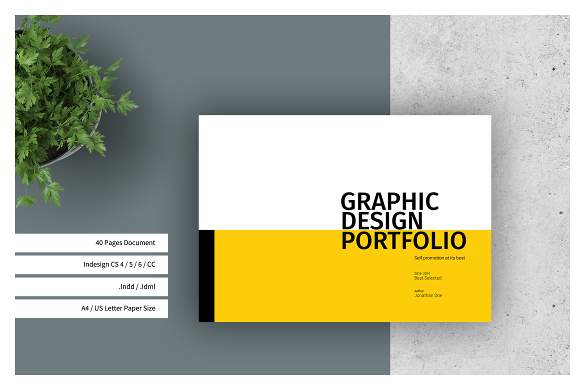 Graphic Design Portfolio Template In Brochure Templates On Yellow 