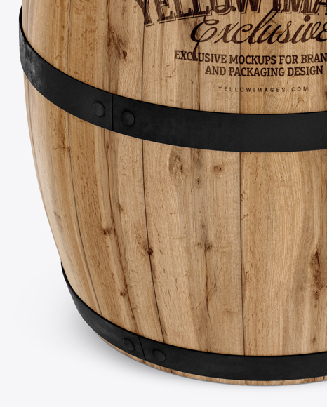 Download Wooden Barrel Mockup - Front View (High-Angle Shot) in ... Yellowimages Mockups