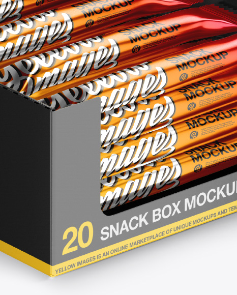 Download 20 Metallic Snack Bars Box Mockup - Half Side View (High ... Yellowimages Mockups