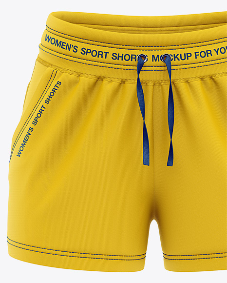 Download Women's Sport Shorts Mockup - Front View in Apparel Mockups on Yellow Images Object Mockups