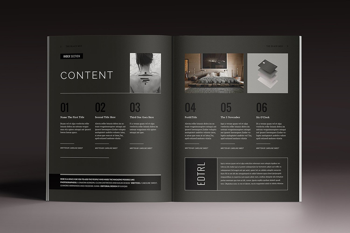 Blackazine Indesign Template in Magazine Templates on Yellow Images