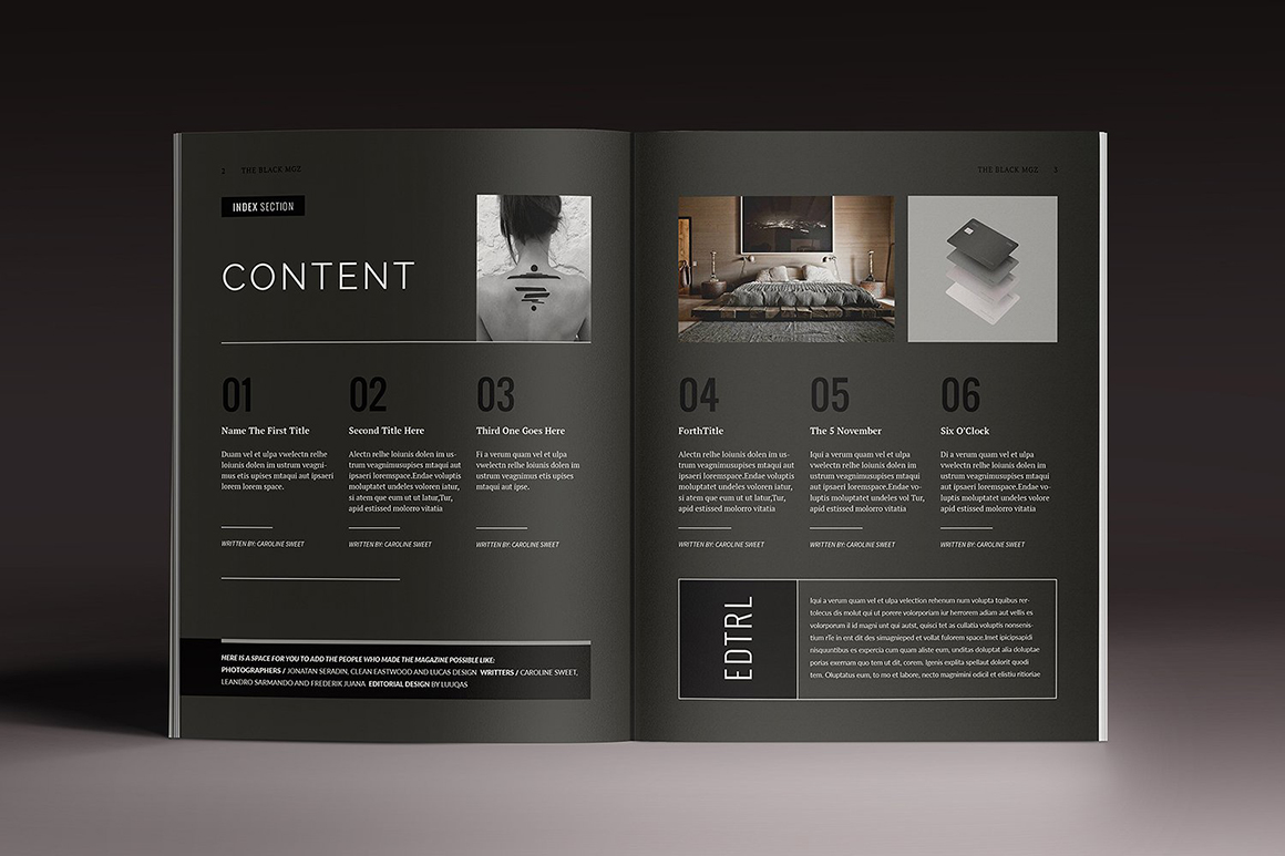 Blackazine Indesign  Template  in Magazine Templates  on 