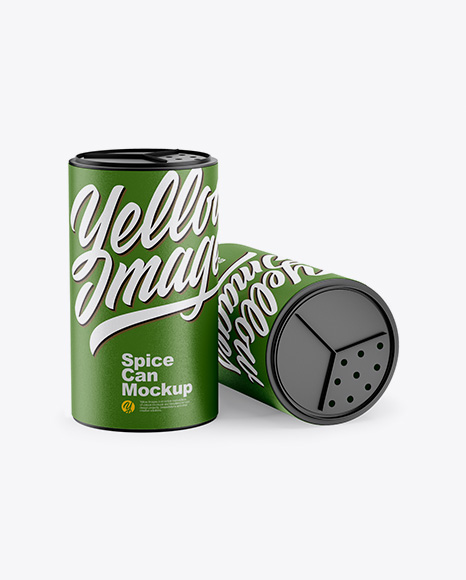 Two Textured Spice Cans PSD Mockup