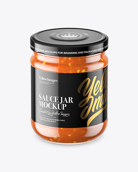 Clear Glass Sweet & Sour Sauce Jar PSD Mockup