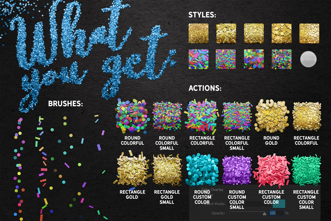 CONFETTI Effect For Adobe in Actions & Presets on Yellow