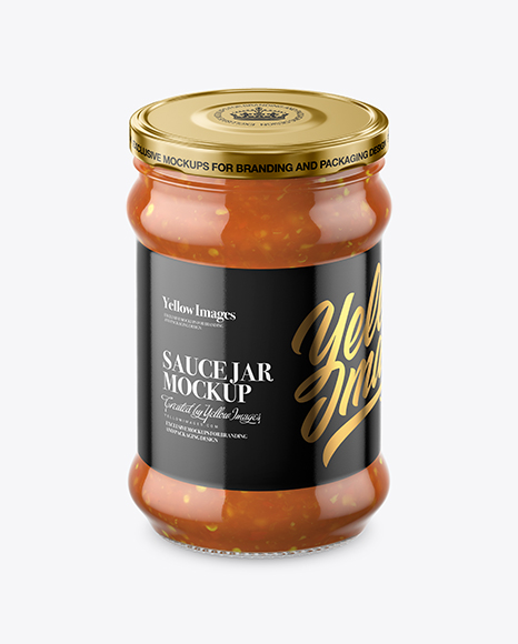 Clear Glass Sweet & Sour Sauce Jar PSD Mockup