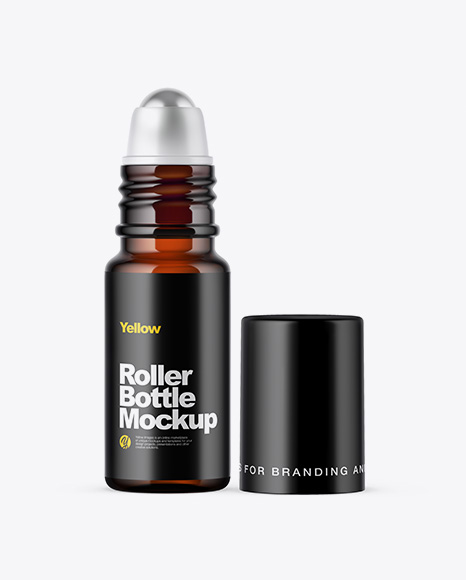 Amber Glass Roller Bottle PSD Mockup