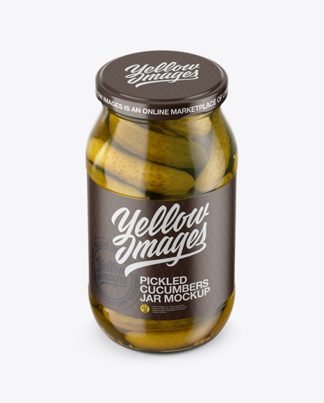 Download Pickled Cucumbers Jar Mockup in Jar Mockups on Yellow Images Object Mockups