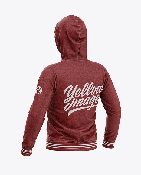 Download Men's Heather Full-Zip Hoodie Mockup - Back Half Side View ...