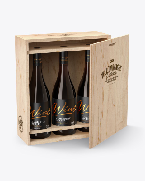 Download Wooden Box with White Wine Amber Bottles Mockup - Psd ...