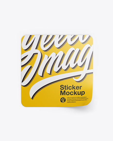 Download Square Sticker Mockup in Stationery Mockups on Yellow ...