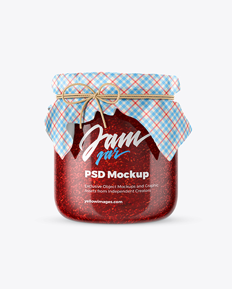 Download Glass Raspberry Jam Jar W Fabric Cap Mockup 3d Logo Mockups Free Download PSD Mockup Templates