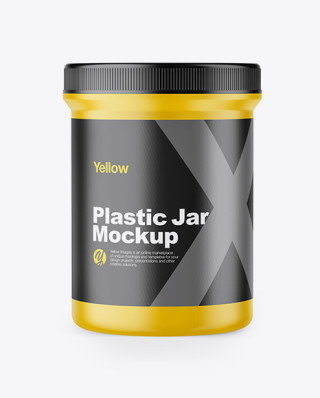 Matte Plastic Jar Mockup Front View Yellow Author