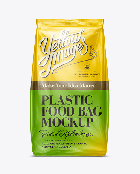 Download Plastic Food Bag Mockup in Flow-Pack Mockups on Yellow ...