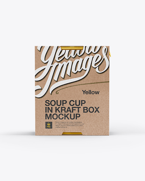 Soup Cup in Kraft Box PSD Mockup / Side View Eye-Level Shot