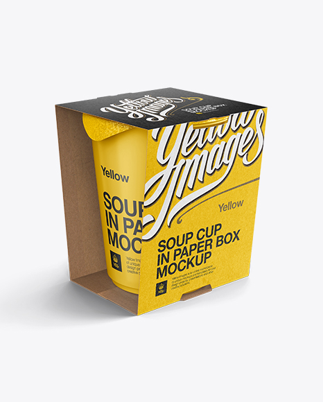 Soup Cup in Paperboard Box Mockup / Front 3/4 View (High-Angle Shot) in Cup & Bowl Mockups on ...