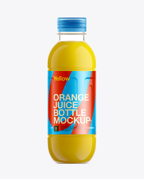 Download 500ml Orange Juice Bottle Mockup in Bottle Mockups on Yellow Images Object Mockups