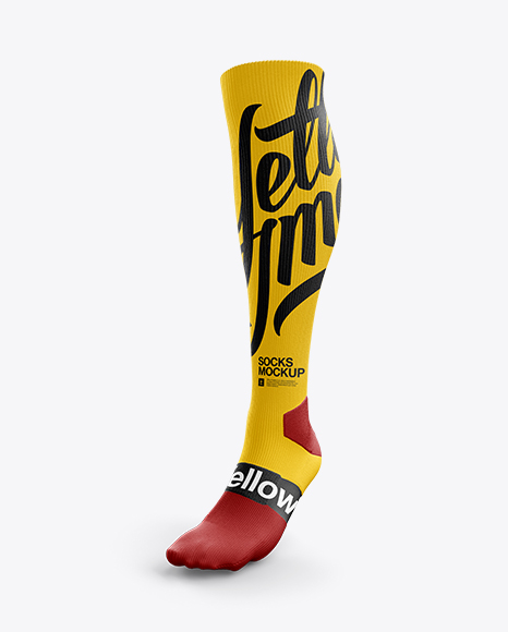Download Long Socks Mockup in Apparel Mockups on Yellow Images ...