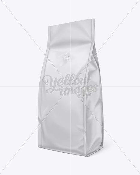 Coffee Bag w/ Valve Mock-Up in Bag & Sack Mockups on Yellow Images