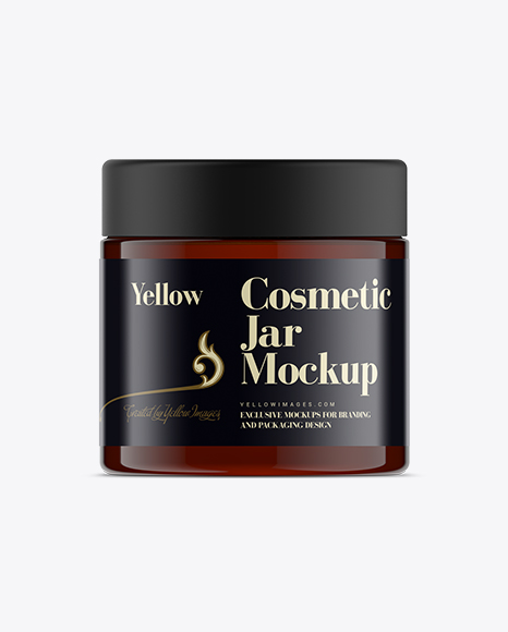 Download 250ml Amber Plastic Cosmetic Jar Mock-Up in Jar Mockups on Yellow Images Object Mockups